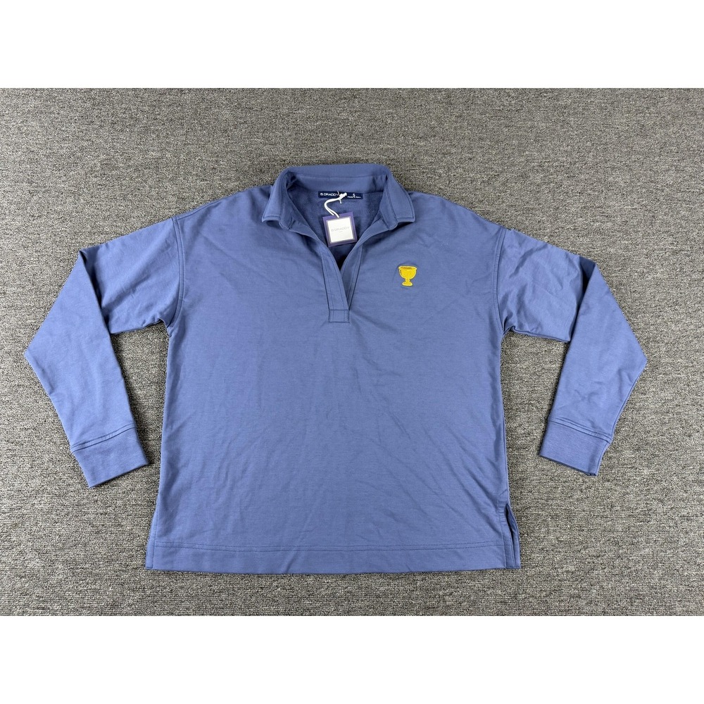 B Draddy Sweatshirt Womens Small Blue Elizabeth Presidents Cup Logo Pullover